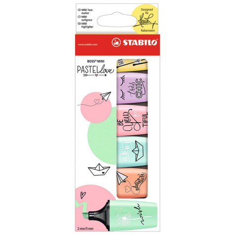 STABILO RESALTADOR BOSS MINI PASTELLOVE EST DE 6UND TT-PM-DC-RR-AL-LN  07/06-27