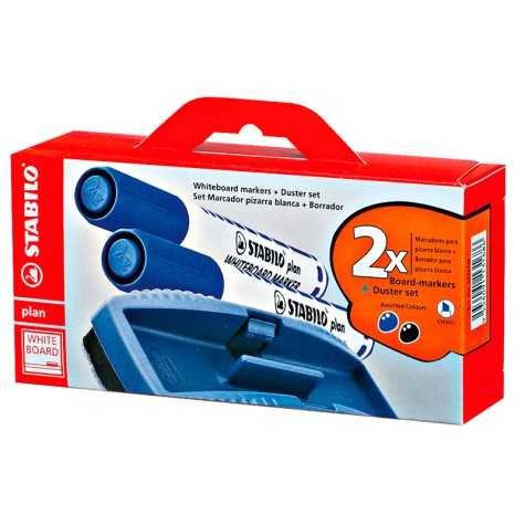 STABILO PLAN 6412PM PARA PIZARRA CAJA DE 2 (AZUL Y NEGRO)+BORRADOR