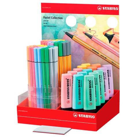 STABILO EXPOSITOR 24/04-1 COLORES PASTELES BOSS/PEN68/POINT88