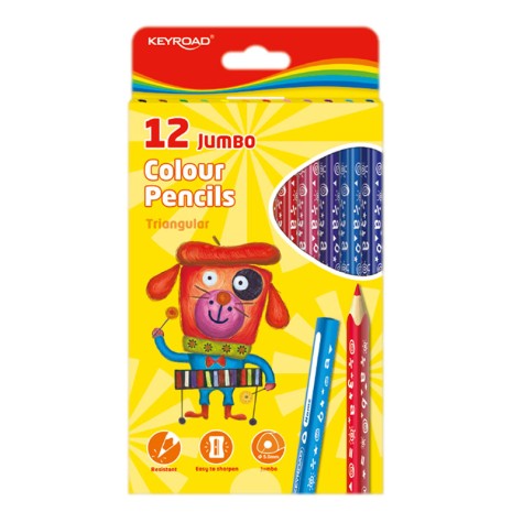 KEYROAD LAPIZ DE COLOR JUMBO TRIANGULAR CAJA DE 12 COLORES KR971349